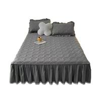 Cache-sommier en dentelle avec protège-matelas pour lit simple Rose uni 90 x 200 cm