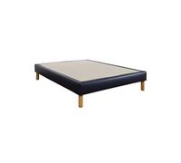 Cache-sommier intégral simili cuir bleu marine 160x200