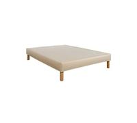 Cache-sommier intégral simili cuir sable 120x190
