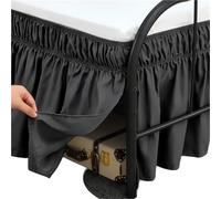 Cache Sommier,Jupe de Lit Jupe de lit à Volants Blancs Doux et Confortables avec Coins fendus Jupe élastique enveloppante Facile Installer - Hauteur 15 Pouces(Dark Gray,140x190x38cm)
