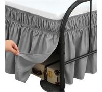 Cache Sommier,Jupe de Lit Jupe de lit à Volants Blancs Doux et Confortables avec Coins fendus Jupe élastique enveloppante Facile Installer - Hauteur 15 Pouces(Light Gray,160x200x38cm)