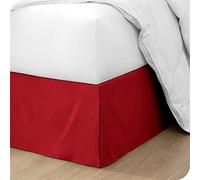 Cache-sommier plissé en microfibre brossée de qualité hôtelière - Entretien facile - Rouge - 140 x 200 + 35 cm
