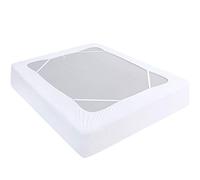 Cache-sommier tapissier en tissu élastique sur les 4 côtés pour grand lit | Sl lternative pour cache-sommier pour hôtel/maison, convient aux sommier tapissiers jusqu'à 33 cm, blanc