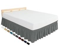Cache-Sommiers Élastique à Volants - Jupe de Lit Enveloppante 38/45cm - Facile à Mettre - Tailles : 90x190/140x190/160x200/180x200 - Robuste et Pratique(Gris,135x200+45cm)