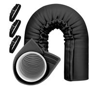 Cache-tuyau portable à courant alternatif - 150 x 52 cm - Manchon isolant thermique pour tuyaux d'échappement AC portables avec 4 sangles réglables (noir)