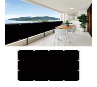 Cache Vue Balcon 112 x 900 cm Protection UV, Coupe-Vent et Imperméable, Résistant Aux Intempéries, Brise Vue Balcon Extérieur avec Trous et Serre Câbles pour Patio, Noir