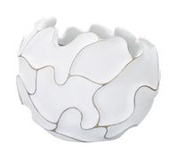 Cachepot en résine blanc avec décorations en relief Ø 44x37 cm