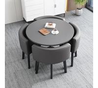 Cact Ensemble de table à manger ronde avec 4 chaises - 80 cm rétro Sle pour petits, cafés et salles à manger - Combo fourrure Slish et gain de place (couleur)