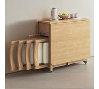 Cact Ensemble table de salle à manger pliante en bois massif avec roulettes Design compact et portable Idéal pour les salles à manger, les cuisines et les appartements