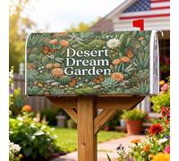 Cacti Housse de boîte aux lettres magnétique pour jardin, fleurs naturelles, papillons, vert printemps pour décoration extérieure, jardin, cour, 53,3 x 64,5 cm