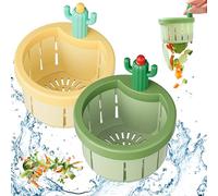 Cactus Évier passoire 2pcs Plastique Cactus Réfléchissement Filtre Appuyez sur Le Panier de Filtre à déchargement Automatique, Anticlocage de la Cuisine Cuisine avec poignée Levage