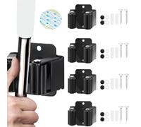 CACUINA Lot de 4 supports muraux pour balai et balai en acier inoxydable robuste avec vis, organisateur d'outils de jardin d'extérieur