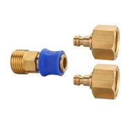 Cadac Raccord à dégagement Rapide (2 connexions) - Métal - en utilisant Un Double couplage sur 2 appareils différents - Couleur cuivre - Bleu - Barbecue - Utilisation en extérieur