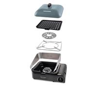 CADAC Van Cook FFD Combo - BBQ Compact de Camping avec Protection FFD, | Grille CeramiCoat & Porte-Percolateur - Idéal pour Camping & Extérieur - Connexion Cartouche Gaz