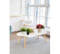 cadciehe Tables Basses Modernes en Forme de Nuage du Milieu siècle, Petite Table à thé Blanche Bords Ronds pour Le Salon, Centrale Minimaliste 40" L x 20" l 16" H, capacité 150 LB, Assemblage Blanc