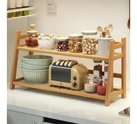 Caddie à épices à 2 niveaux, étagère de rangement de cuisine en bambou, organisateur d'armoire de bureau, présentoir de comptoir de Bar à café, porte-gobelet S original