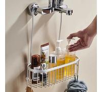 Caddie de douche suspendu, panier de douche avec crochets, étagère de rangement, support de douche sans perçage pour robinet de douche ou barre transversale Grey