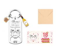 Cadeau 18 Ans Fille Carte Et Porte-Clés Décapsuleur Humoristique Set | Set Acier Inox Et Carte 30x15cm. Idéal Comme Deco Anniversaire 18 Ans. Porte-Clés Ouvre-Bouteille Pratique Pour Fêtes.