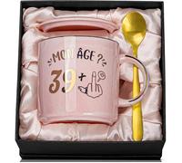 Cadeau 40 Ans Femme Anniversaire, 400 ml Rose Céramique Marbrée Tasse, Idée 40 Ans Cadeau Femme pour Rose COFFRET CADEAU BIEN-ETRE