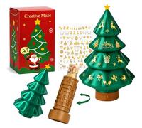 Cadeau Argent Noël, Sapin 3D Boîte Énigme pour Billets et Cadeaux | Emballage cadeau argent Noël original, boîte labyrinthe 3D avec stickers dorés, idée cadeau pour famille et adultes