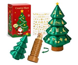 Cadeau Argent Noël, Sapin 3D Boîte Énigme pour Billets et Cadeaux | Emballage cadeau argent Noël original, boîte labyrinthe 3D avec stickers dorés, idée cadeau pour famille et adultes