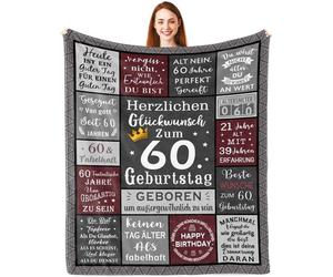 Cadeau attentionné pour un homme de 60 ans, cadeau d'anniversaire en argent pour homme, cadeau de jubilé pour homme, couverture pour homme 150 x 130 cm - Un amour pour la vie