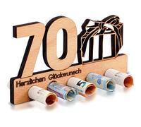 Cadeau D'anniversaire 70 Ans, Cadeau D'argent Cadeau en Bois pour 70 ans, Carte Anniversaire Bois 70 ans, Tirelires en Bois, Cadeaux en Bois Originaux, Bois Décorations d'anniversaire pour Homme Femme