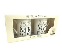 Cadeau d'anniversaire de mariage en argent 25e anniversaire - Paire de tasses par ukgiftstoreonline