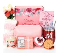 Cadeau d'anniversaire pour femme, panier d'anniversaire pour elle, cadeau d'anniversaire pour femme qui atteint 50 ans, idée cadeau unique pour maman, meilleure amie, sœur, tante