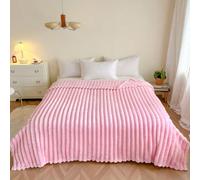 Cadeau de décoration de la Saint-Valentin 1 pièce Couverture confortable de style vintage - Couverture moelleuse et chaude pour canapé et chaise, motif rayé, lavable en machine, mélange de polyester, 