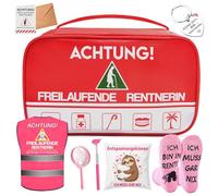 Cadeau de départ à la retraite pour femme, cadeau pour femme avec sac de premiers secours, chaussettes amusantes, housses de coussin décoratives, gilet réfléchissant, carte de vœux, cadeau de retraite