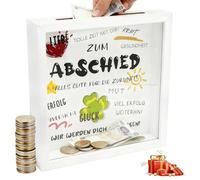 Cadeau de départ pour collègues Tirelire Cadre Photo personnalisée Porte-Bonheur pour Changement de Travail, Retraite et Changement de département Cadeau pour collègues, cheffe et Chef Blanc
