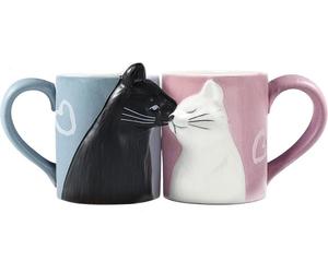 Cadeau de mariage chats Set de tasses à café pour couples Anniversaire Saint-Valentin
