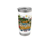 Cadeau de voyage dessiné à la main Puerto Plata République dominicaine Gobelet isotherme en acier inoxydable double paroi