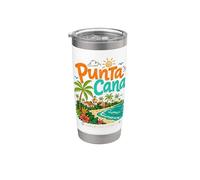 Cadeau de voyage dessiné à la main Punta Cana République dominicaine Gobelet isotherme en acier inoxydable double paroi