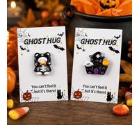 Cadeau d'Halloween de poche, cadeau de fantôme, mignon fantôme câlin poche | Un jeton de câlin fantôme touchant au format de poche avec une carte personnalisable pour les cadeaux.