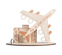 Cadeau en Argent CHUNLINLAODA-Cadeau d'anniversaire en Bois Avion,Bon de Voyage Argent Original,Cadeaux en argentpour Femmes et Hommes -Tirelire de Vacances - Décoration de Camping (Bois noir1)