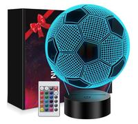 Cadeau garçon 5 6 7 8 9 10 11 12 13 ans Cadeau Foot Garcon Veilleuse 3D Illusion Football pour enfants en 16 couleurs Lampe foot