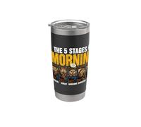 Cadeau humoristique 5 étapes du matin chouette café humour Gobelet isotherme en acier inoxydable double paroi
