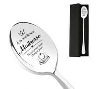 Cadeau Maitresse, Cuillère Gravée en Acier Inoxydable avec Écrin Cadeau, Cadeau Personnalisé Maitresse pour d'année Scolaire, Cadeau Professeur Anniversaire, Merci Maitresse