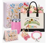Cadeau Maîtresse Fin d'Année, Coffret 6 Pièces avec Sac, Tasse, Bracelet, Porte-Clés, Carte et Boîte, Idée Remerciement