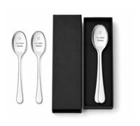 Cadeau Mamie, Coffret De 2 Cuillères Inox « Je T'aime Mamie » En Inox | Cadeau grand mere prêt à offrir, 2 cuillères en inox pour café, thé, desserts et soupe, avec coffret noir