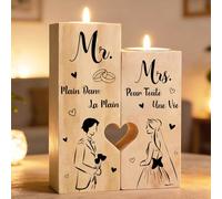 Cadeau Mariage, Cadeau de Mariage Personnalisé - Mr Mrs Candélabre en Bois, Cadeau Couple, Cadeaux pour Mariée Et Le Marié, Idée Cadeau Anniversaire Mariage, Fiançailles