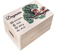 Cadeau naissance personnalisable - Boîte à souvenirs - Coffret souvenir naissance en bois - 30 x 20 x 14 cm - Motif Écureuil