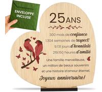 Cadeau Noces Argent Idée Originale pour 25 de Mariage Décoration Carte de Anniversaire 25 Français
