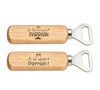 Cadeau Parrain, Veux Tu Etre Mon Parrain, 2 Décapsuleurs en Bois | Demande Parrain avec des ouvre-bouteilles gravés en bois, un décapsuleur original parmi les cadeaux de noël originaux
