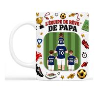 Cadeau Plus Mug Personnalisé - Équipe De Rêve De Papa Papy - Tasse psg, Cadeau fete des peres Personnalisé, Tasse Papa Personnalisé, Mug psg, Papi mug, Foot tasse, Papa Tasse (3 Enfants)