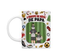 Cadeau Plus Mug Personnalisé - Équipe De Rêve De Papa Papy - Tasse psg, Cadeau fete des peres Personnalisé, Tasse Papa Personnalisé, Mug psg, Papi mug, Foot tasse, Papa Tasse (2 Enfants)