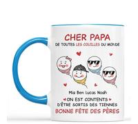 Cadeau Plus Mug Personnalisé - Je Suis Content Cadeau Fête Des Pères - Cadeau Fete Des Peres Personnalisé, Tasse Papa Personnalisé, Mug Fete Des Pere, Papi Mug, Papa Tasse (4-Enfants)
