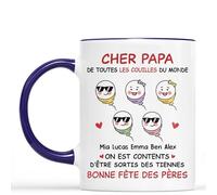 Cadeau Plus Mug Personnalisé - Je Suis Content Cadeau Fête Des Pères - Cadeau Fete Des Peres Personnalisé, Tasse Papa Personnalisé, Mug Fete Des Pere, Papi Mug, Papa Tasse (5-Enfants)